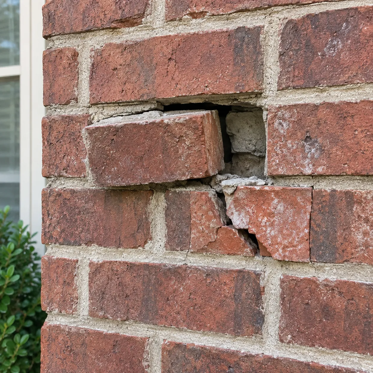 Realistic educational example of loose or broken bricks